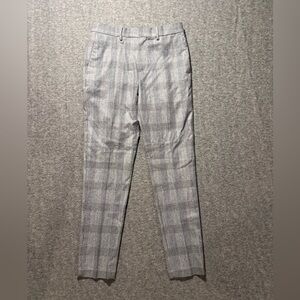 Banana Republic 100% Wool Pants Mens 30x32 gray plaid Tapered Fit soft printed
